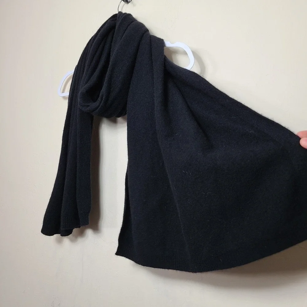 Theory Black 100% Cashmere Oversized Scarf Winter Minimalist Quiet Lux Old Money - Picture 2 of 13
